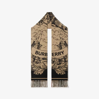 BURBERRY 博柏利 围巾男女 双面两用马术骑士徽标羊绒围巾80737681