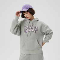 Gap 盖璞 女装秋季LOGO碳素软磨抓绒运动连帽卫衣445804时尚运动上衣