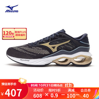 Mizuno 美津浓 Wave Creation 23 男子跑鞋 J1GC220155 黑色/金色 42