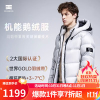 天石（HIGHROCK）机能羽绒服秋冬高端蓄热鹅铠甲短款加厚白鹅绒连帽男女同款 银桦灰色 L