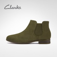 Clarks 其乐 女鞋经典圆头切尔西靴潮流时尚短靴及踝靴 深橄榄色261638344