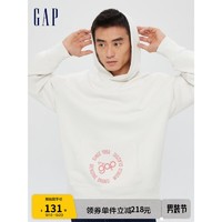 Gap 盖璞 男女装LOGO法式圈织软连帽套头宽松运动卫衣809005 情侣装上衣