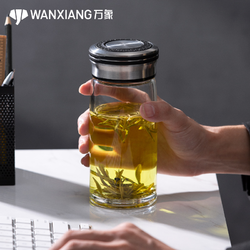 WANXIANG 万象 单层玻璃杯鹅颈杯经典大容量商务泡茶车载家用水杯办公送礼