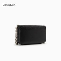 卡尔文·克莱恩 Calvin Klein 女包23秋冬新款简约字母压纹翻盖链条单肩斜挎手机挎包DP1610 001-太空黑 OS