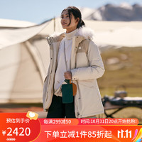 KOLON SPORT可隆女羽绒夹克户外防风防水中量鹅绒服 燕麦灰OT 155/XS