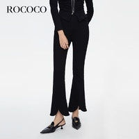 洛可可（ROCOCO）2023商场同款早秋黑色百搭显瘦花瓣开叉微喇牛仔裤长裤 黑色 L