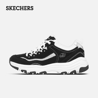 Skechers斯凯奇女鞋增高复古鞋运动鞋透气休闲鞋潮流熊猫鞋 黑色/白色 36码