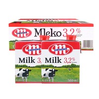 MLEKOVITA 妙可 波兰进口成人中老年全脂高钙纯牛奶1L*12盒整箱
