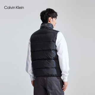 Calvin Klein  Jeans男士印花鸭绒绗缝立领羽绒马甲背心ZM02472 BEH-太空黑 M