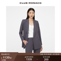 CLUB MONACO 摩纳哥会馆 女装坠感羊毛精纺职场干练双排扣经典灰色西装外套