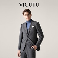 补贴购：VICUTU 威可多 男士西服上衣羊毛混纺商务修身格纹西装外套