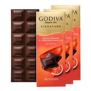 GODIVA 歌帝梵 黑巧克力排块90g 72%可黑巧克力零食 歌帝梵血橙黑巧90克