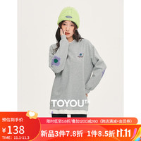 TOYOUTH 初语 圆领假两件卫衣女套头秋季宽松抓绒保暖高级灰上衣 借题发灰 M