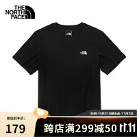 北面（The North Face）速干T恤短袖男棉感吸湿排汗夏季户外半袖 JK3/黑色 S/165
