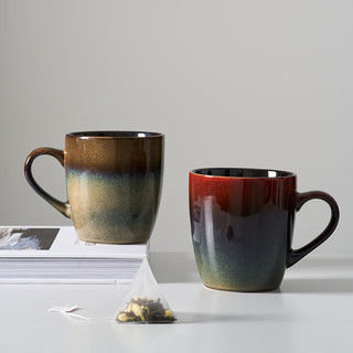 WHY·P 欧式渐变色陶瓷马克杯办公室大容量泡茶杯男女家用喝水杯个性茶缸