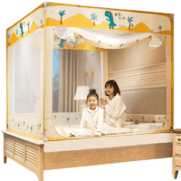 天乐居 2023年新款蚊帐家用蒙古包防摔儿童床免安装全底卧室2022婴儿高级