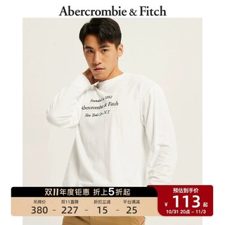 Abercrombie & Fitch AF男装女装情侣 美式通勤刺绣宽松长袖T恤 322944-1