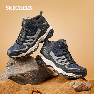 Skechers斯凯奇秋冬男鞋绑带运动户外鞋日常百搭休闲鞋 海军蓝色/灰色 41