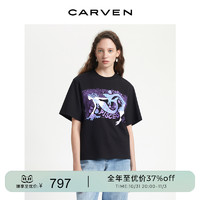 CARVEN 卡纷 女士圆领短袖T恤 6231V2009901 黑色 36