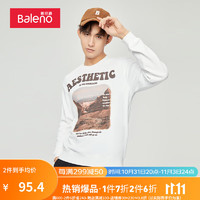 班尼路（Baleno）男装卫衣休闲复古摩登印花户外探索圆领宽松上衣 001W漂白 S