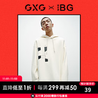 GXG男装【X-LAB】21年冬季BG联名休闲微阔潮流米色卫衣 米色 165/S