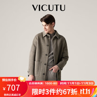 威可多（VICUTU）男士双面呢子大衣时尚战壕风中长款秋季羊毛毛呢外套VRS88341671 驼色 175/92A