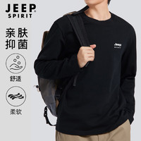 Jeep 吉普 圆领长袖t恤男纯棉宽松套头打底衫男秋季休闲舒适上衣男装 3020