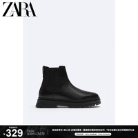 ZARA2023秋季新品 男鞋 黑色厚底切尔西皮靴短靴靴子2007220 800