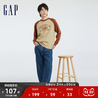 Gap 盖璞 男女装秋季2023LOGO长袖T恤773184休闲上衣