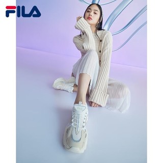 FILA 斐乐 鱼刺SOFIA老爹鞋女鞋厚底增高时尚休闲鞋复古反光运动鞋 奶白/米色-GA 37.5