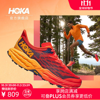 HOKA ONE ONE 男女鞋飞速羚羊5越野跑步鞋Speedgoat5网面减震透气 假日红/镭射黄-男 42.5/270mm