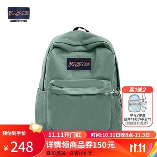 JANSPORT 杰斯伯 双肩包男旅行背书包女休闲学生校园情侣 4QUE96D橄榄绿-侧袋+隔层