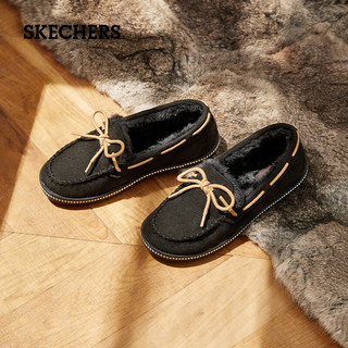 SKECHERS 斯凯奇 10号晚20点：斯凯奇（Skechers）女鞋秋冬季豆豆鞋女毛绒一脚蹬乐福鞋平底棉鞋