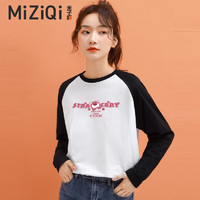MIZIQI 米子旗 女士纯棉长袖t恤