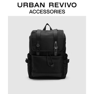 URBAN REVIVO 男士少年感大容量双肩包背包UAMB30025 黑色