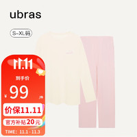 Ubras 字母印花纯棉套头长袖长裤家居服套装睡衣女 组合色-女款 M