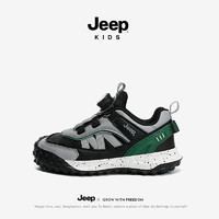 Jeep 吉普 儿童运动鞋旋转纽扣跑步鞋 黑灰/军绿 黑灰/军绿