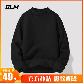 GLM 半高领加绒款冬季加厚保暖针织衫黑(GL纯色） XL