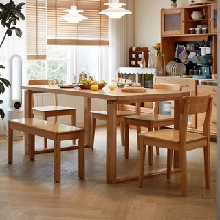 ZQT 臻其他 林氏家居北欧全实木餐桌椅组合多用途长方形大板桌 餐桌1.6米 单桌 原木色
