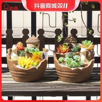 抖音超值购：如果 ROOGO/如果创意可爱造景多肉花盆搭配其境家居园艺桌面小花盆复古