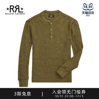 RRL 男装 23年秋华夫格针织棉亨利衫RL92367