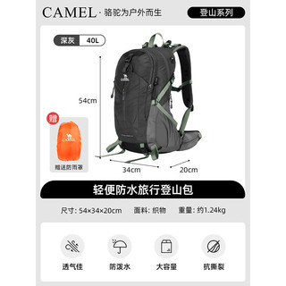 CAMEL 骆驼 登山包户外专业背包男女运动双肩包大容量轻便徒步 A1W3QJ111深灰