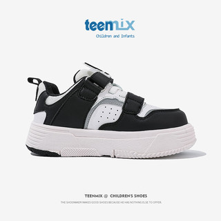 天美意（TEENMIX）天美意童鞋儿童板鞋小童宝宝休闲鞋防滑儿童运动鞋子 黑色 27码