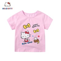 Hello Kitty 童装女童洋气夏季新款薄款圆领T恤卡通休闲短袖