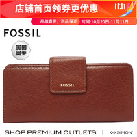 FOSSIL 化石（Fossil） 女士 Madison 皮革手拿包钱包 中等棕色