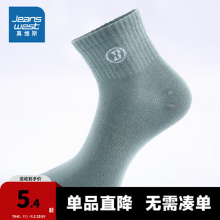 JEANSWEST 真维斯 男装 2023春秋新款 3A抗菌净色提花袜子 JW 浅湖绿2610 F