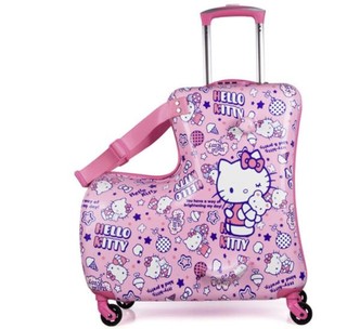 Hello Kitty 儿童拉杆箱可坐可骑行李箱 卡通可爱公主万向轮女童骑行旅行箱20寸 HKA18030-20A粉色20寸