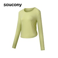 saucony 索康尼 运动跑步吸湿透气长袖衫女灰黄绿M