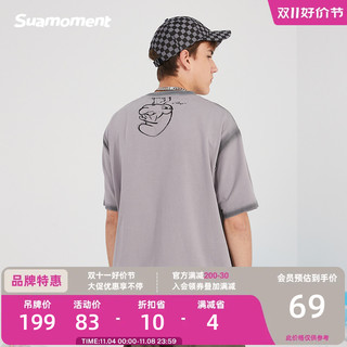 SuaMoment 蓝精灵联名系列 男女款圆领短袖T恤 021X140 黑色 S
