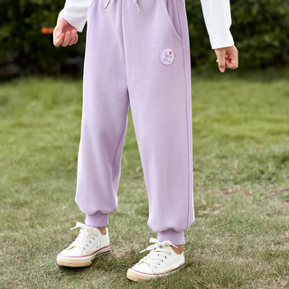茵曼（INMAN）童装纯色休闲裤女童儿童户外运动裤子卫裤女宝宝 紫色 110cm